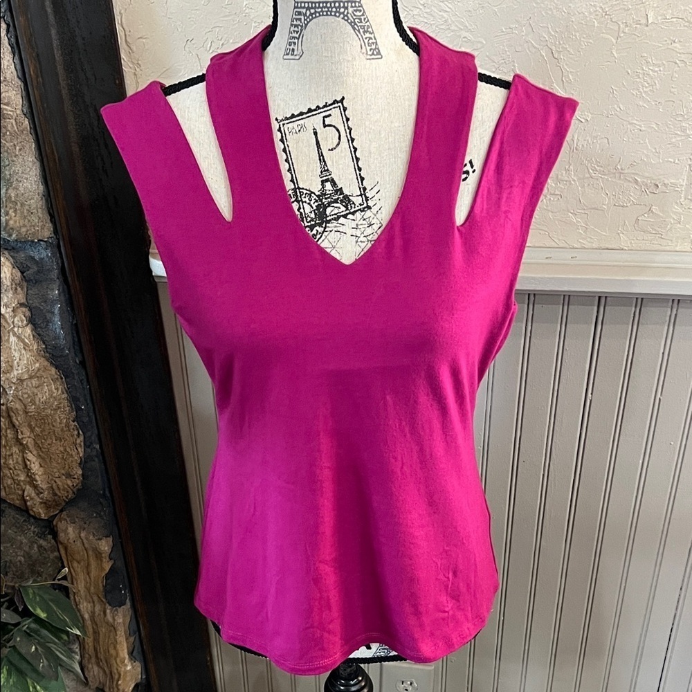 Boston Proper Fuchsia Cutout Tank Top